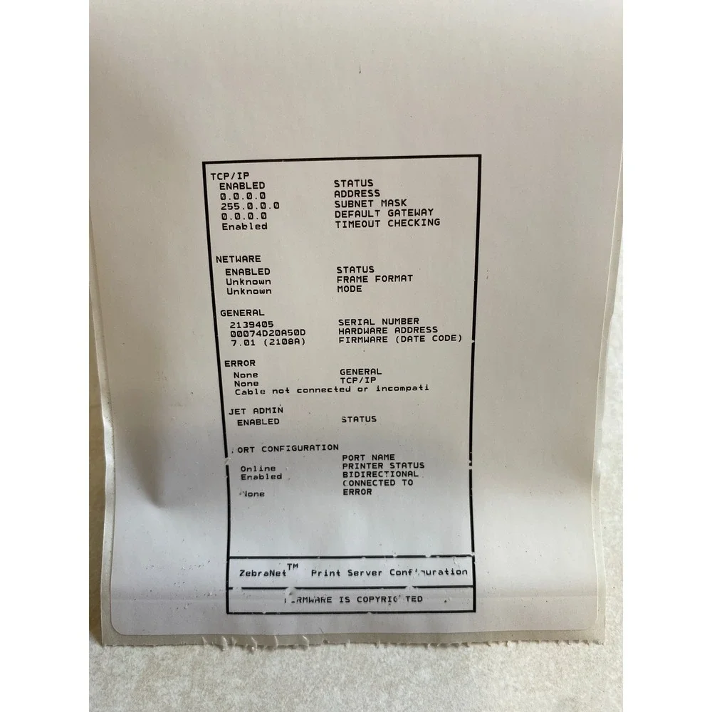 Zebra LP 2844 Thermal Label Printer Desktop Shipping Barcode Beige 120563 *Read